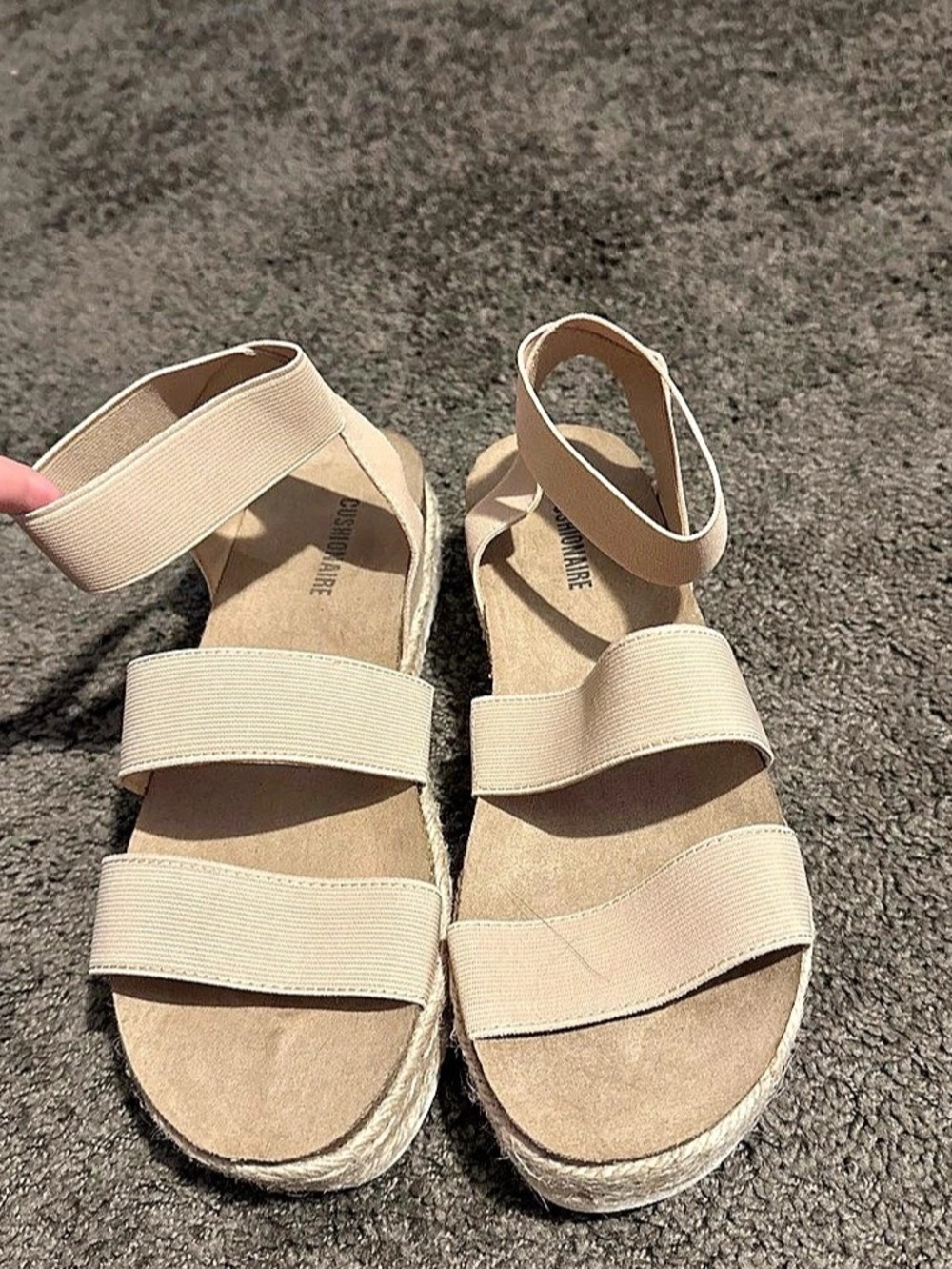 Cushionaire Mandy Stretch Platform Espadrille Sandal Beige